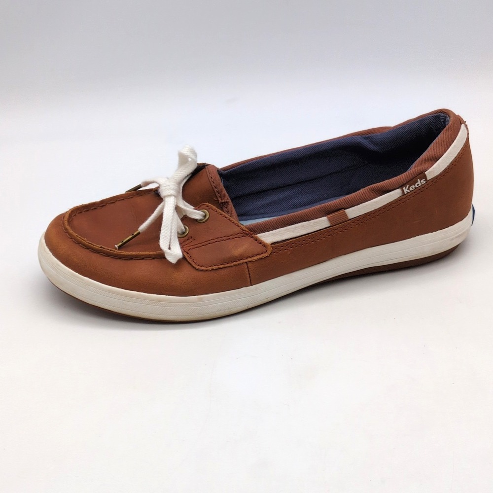 Keds Loafers Womens Brown 7 Boat Shoes Faux Leather Slip On Ortholite WH58003